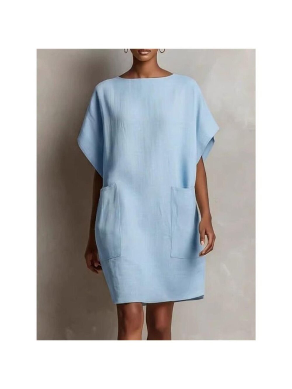 Full Size Round Neck Shift Dress with Pockets Plus Size